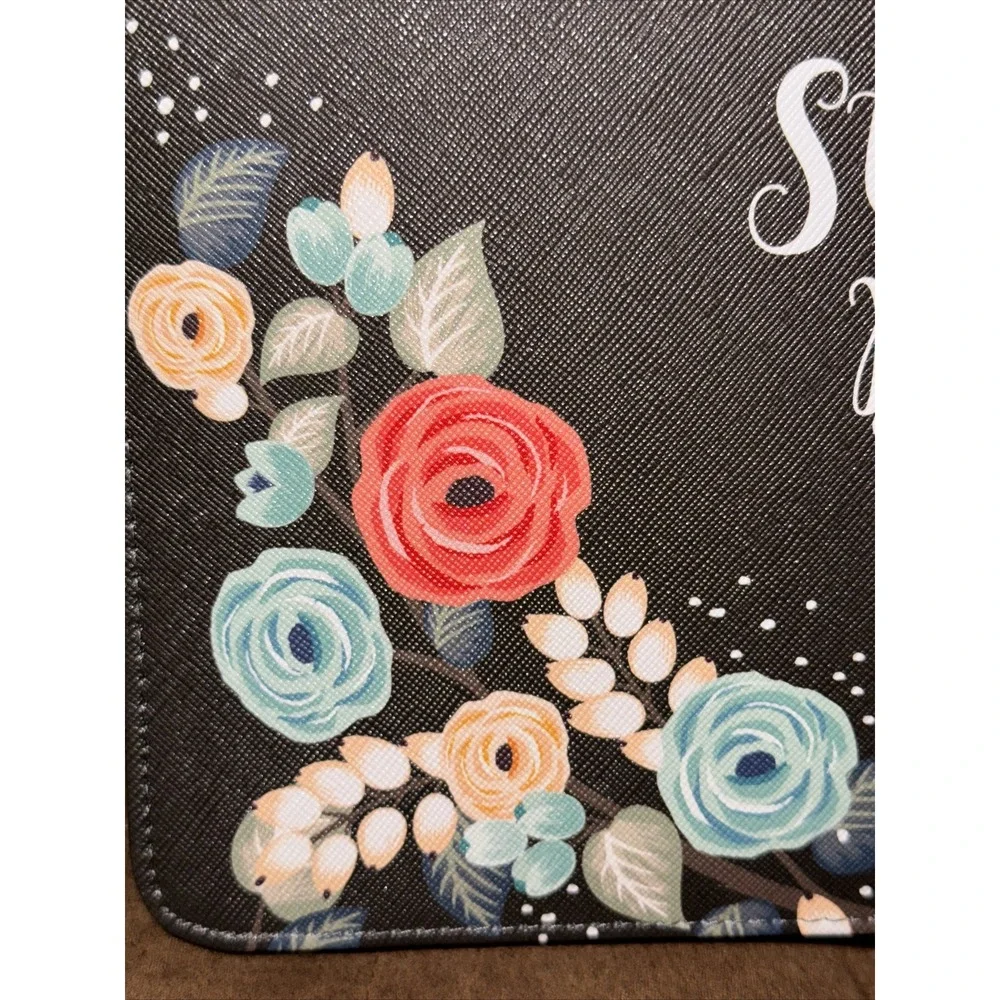 God's Gift Bible Book Cover Carry Case Black Floral Strength & Dignity 8x11 NWT